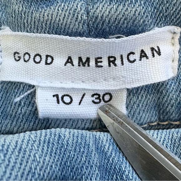 GOOD AMERICAN Straight Leg Jeans Light Wash Organic Cotton Size 10 30 - Picture 3 of 12